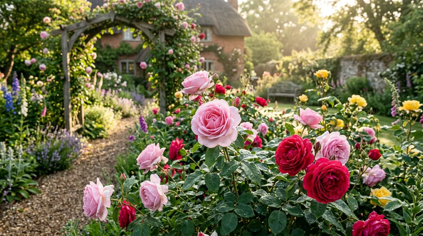Rose Bushes in Full Bloom